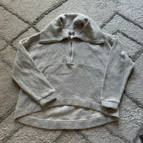 Sweaty Betty Restful Boucle quarter Zip Sweatshirt high collar Pullover gray XL - Picture 2 of 11